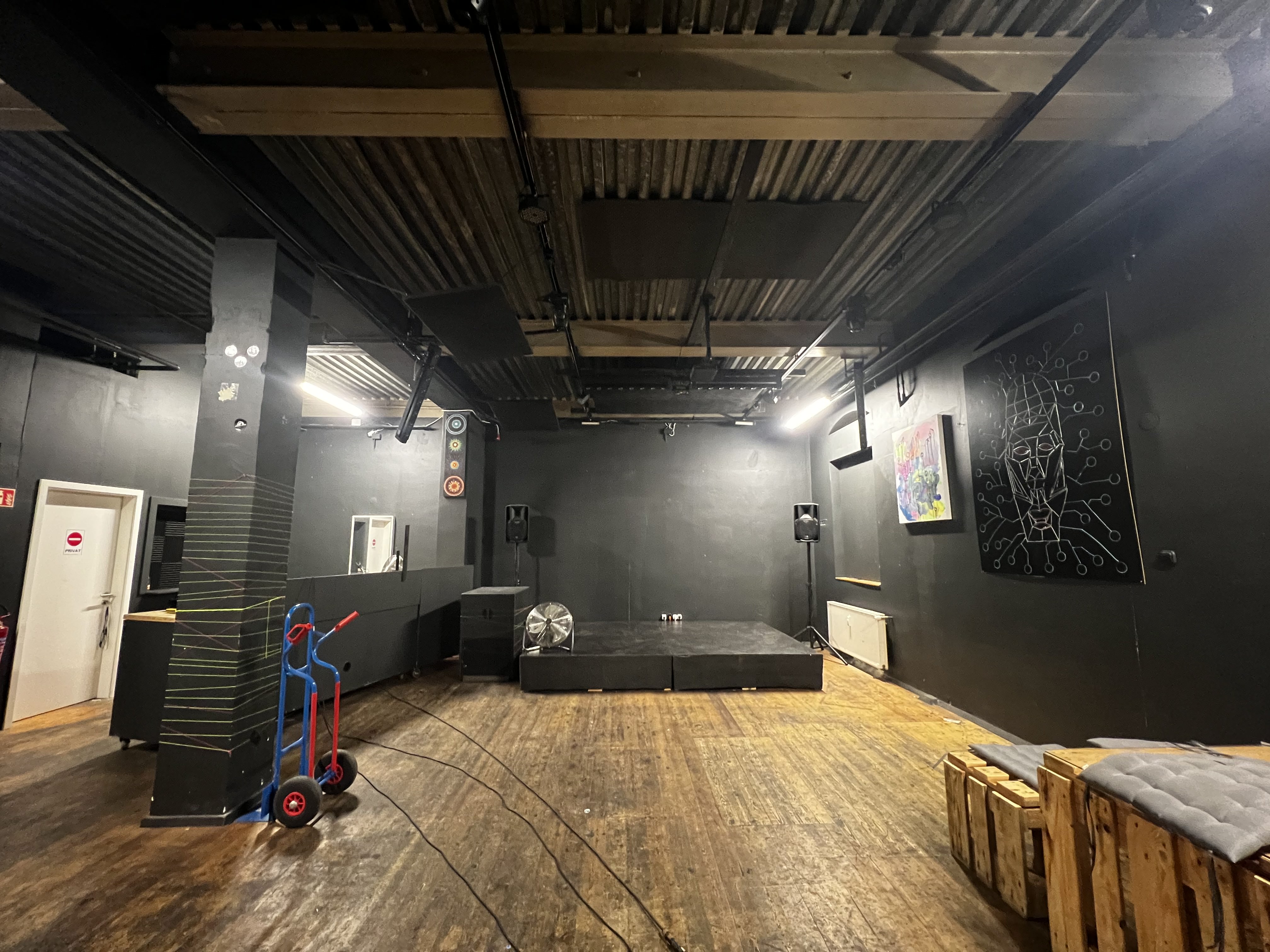 Katapult Club before setup: bare empty room